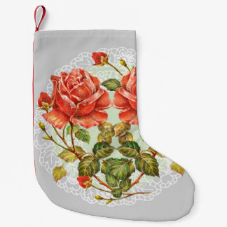 Blommor i hjärtat på vit napkin, sömlös mönster liten julstrumpa