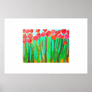 Blommor i högt gräs poster