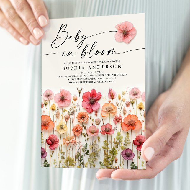 Blommor i Knopp Baby Shower Inbjudan Kort (Skapare uppladdad)