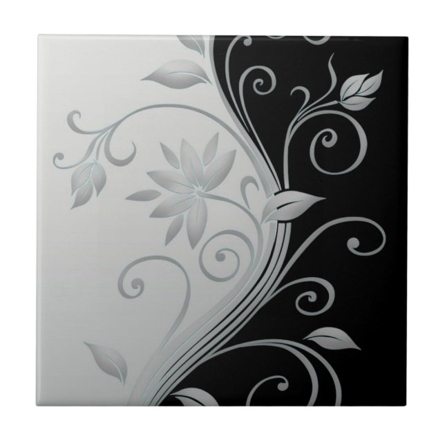 Blommor i kontrast kakelplatta (Framsidan)