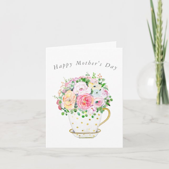 blommor i kopp Mors dag Card Kort (Framsida)