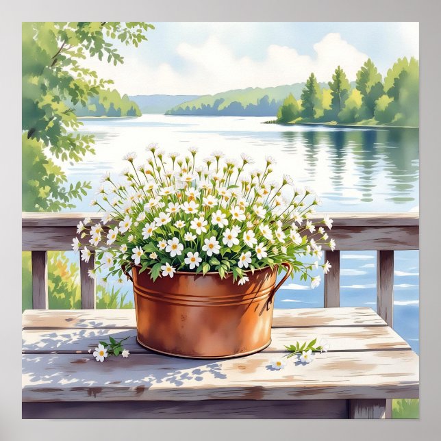 Blommor i kopparkruka på Lakehouse Deck Poster (Framsidan)