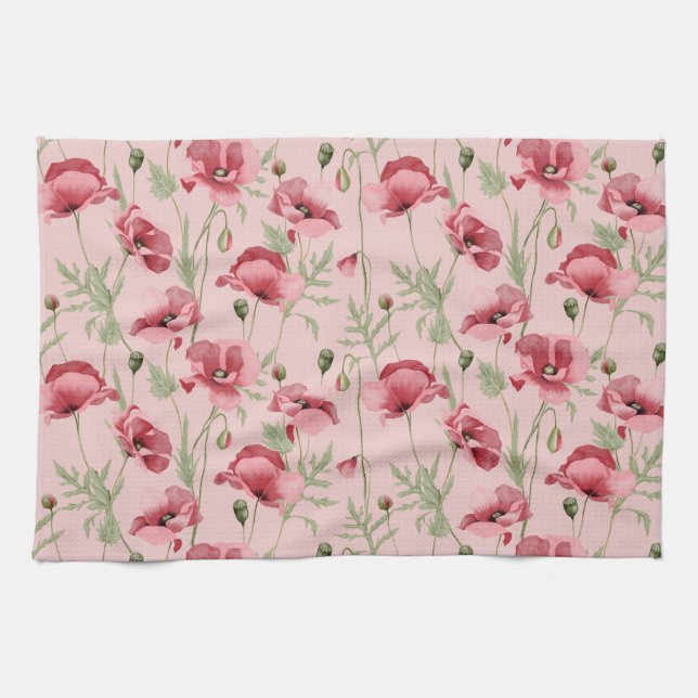 Blommor i land skriver ut kökshandduk (Horisontell)