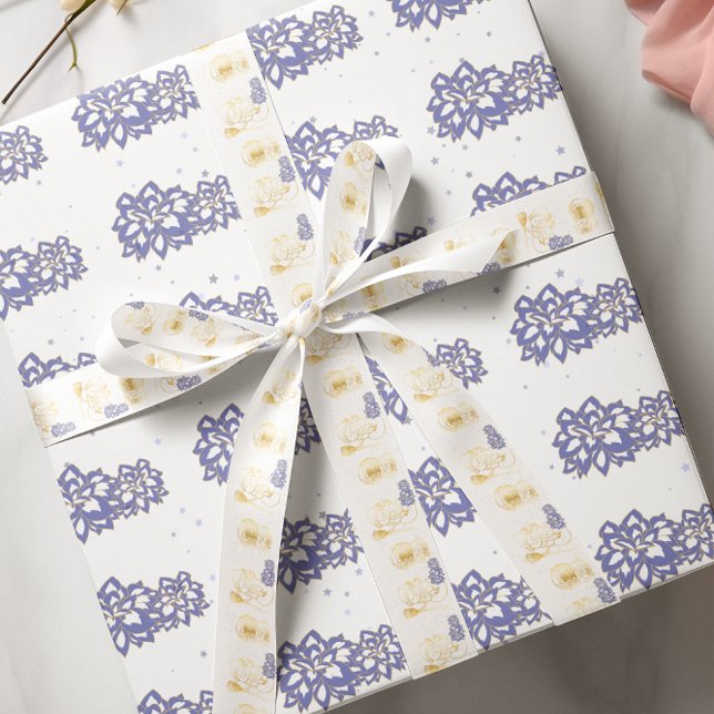Blommor i lila med gyllene kondensat AOP Presentpapper (Skapare uppladdad)