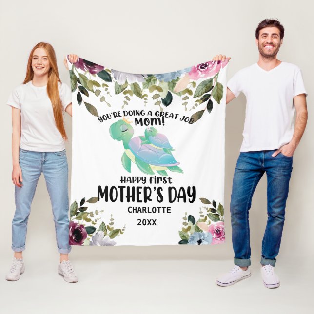  blommor i lycklig Mors dag Fleecefilt (På plats)