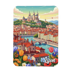 Blommor i Lyon Frankrike Basilika Resa Magnet