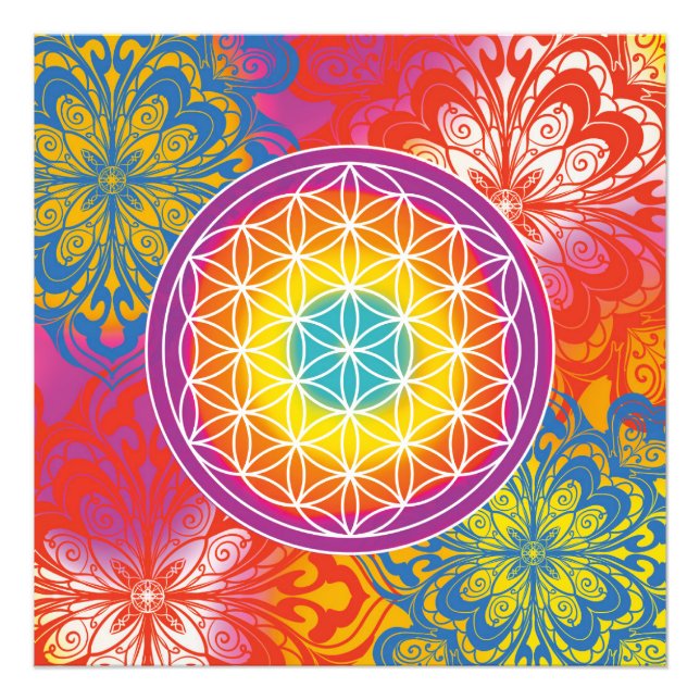 Blommor i mandala zen fototryck (Framsidan)