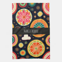 Blommor i Melon Red Psychedelic Mönster Kökshandduk