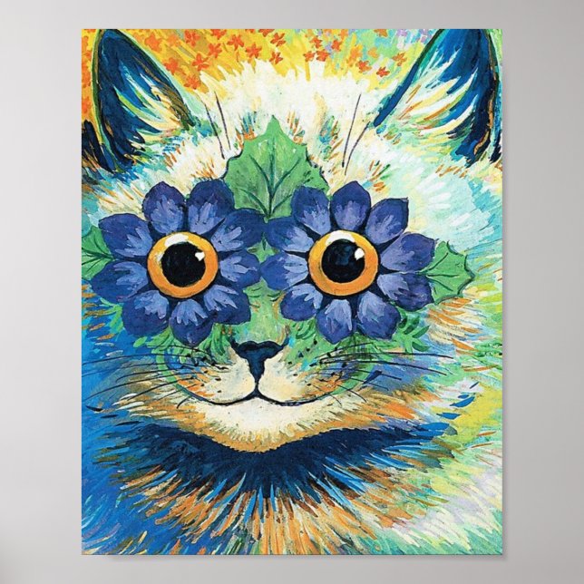 Blommor i Ögon-katt av Louis Wain Poster (Framsidan)