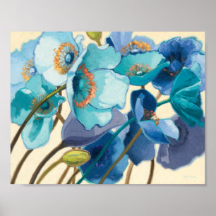 Blommor i olika skuggor av Lila och blått Poster