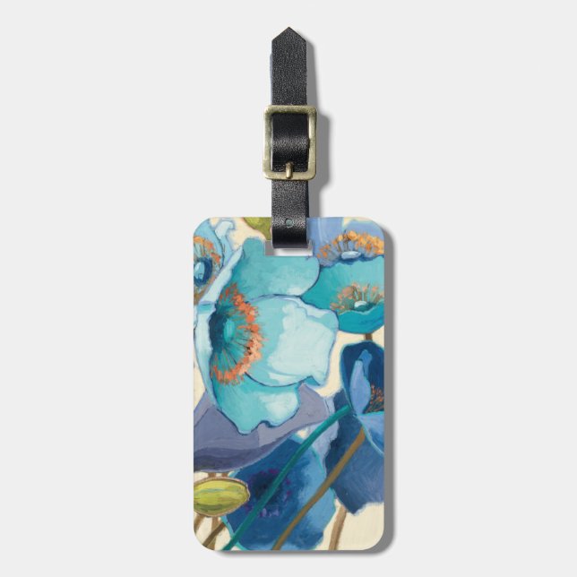 Blommor i olikt skuggar av lilor och blått bagagebricka (Vertikal Framsida)