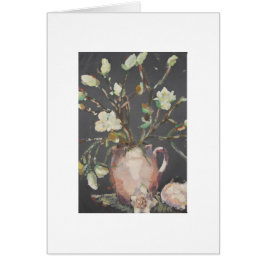 Blommor i oljemålningen vas hälsningskort