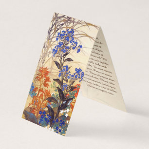 Blommor i orientalisk vattenfärgad vintage visitkort