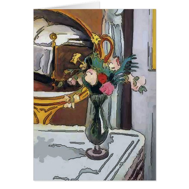 Blommor i orkanglaset hälsningskort (Framsidan)