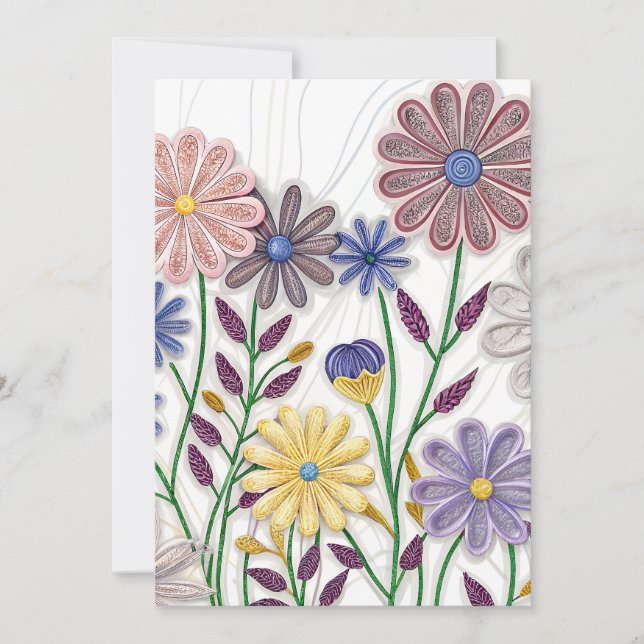 Blommor i Papper och tråd: 3D Quilled Wildblomma Inbjudningar (Framsida)