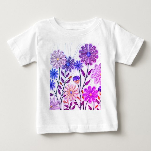 Blommor i Papper och tråd: 3D Quilled Wildblomma T Shirt (Framsida)