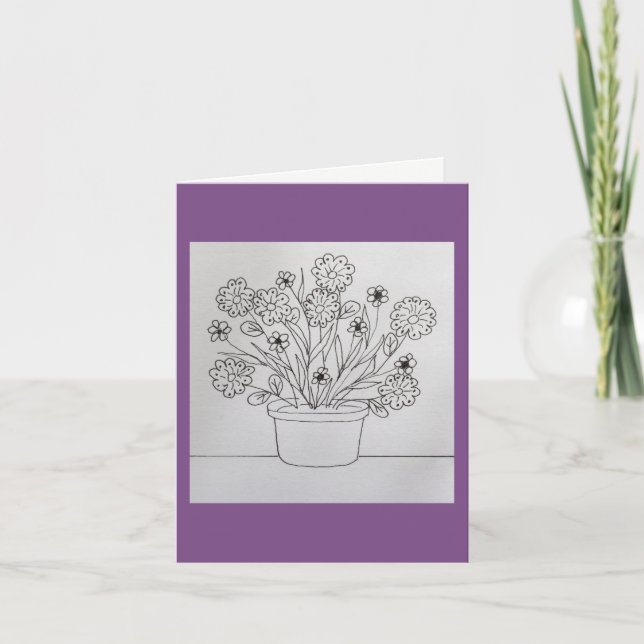 Blommor i Planter Coloring Bok Card Kort (Framsida)