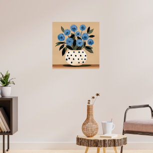 Blommor i prickig vas poster