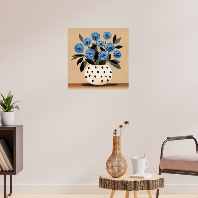 Blommor i prickig vas poster (Vardagsrum 3)