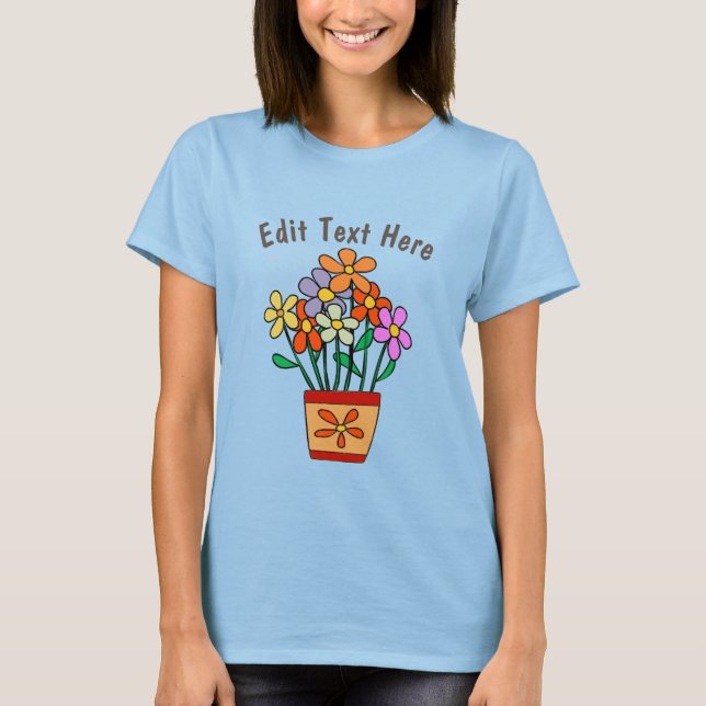Blommor i punkt, lägg till text t shirt (Framsida)