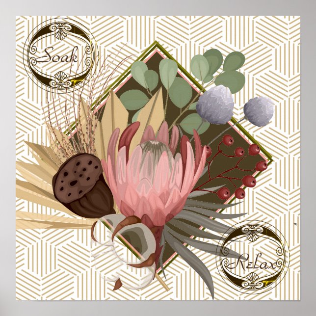 Blommor i Ram Text Soak Slappna av i modern bakgru Poster (Framsidan)