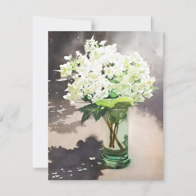 Blommor i rent glas i vattenfärger julkort (Framsida)
