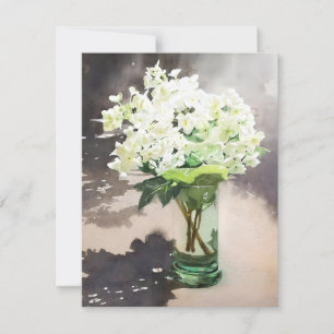 Blommor i rent glas i vattenfärger julkort