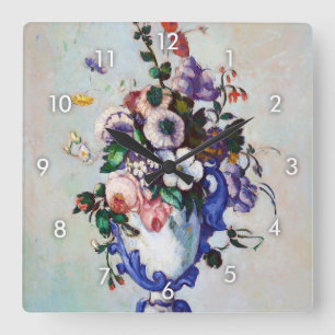 Blommor i Rococo Vas, Paul Cezanne Fyrkantig Klocka