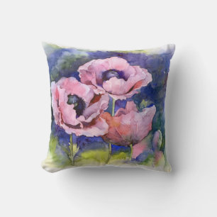 Blommor i rosa av vattenfärger kudde