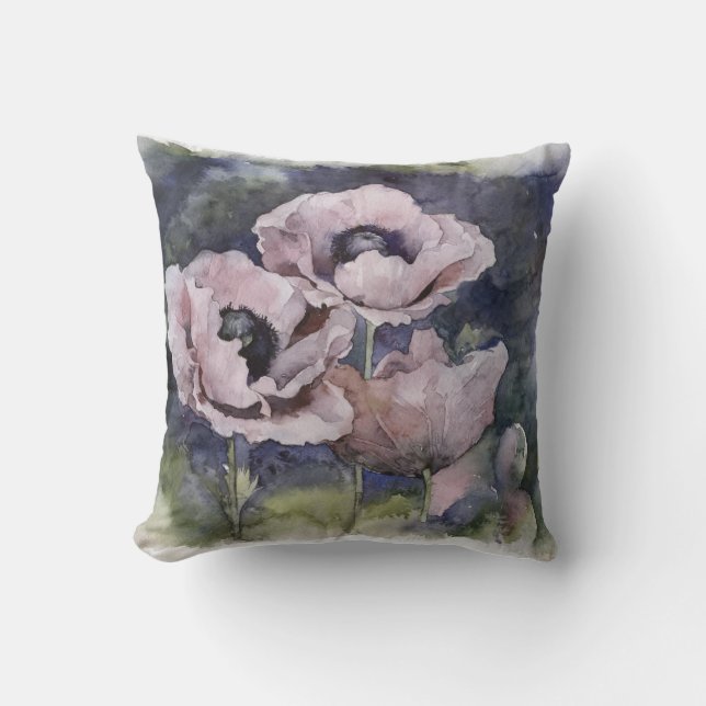 Blommor i rosa av vattenfärger kudde (Framsida)