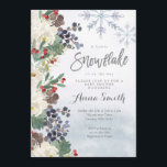 Blommor i Snöflingor-babyduschen Silver Winter Inbjudningar<br><div class="desc">Vinterduschinbjudan för barn i Snöflingor under blomman Silver kan ändras till vilken tillfälle som helst,  t.ex. bröllop,  pardusch,  möhippa osv.</div>