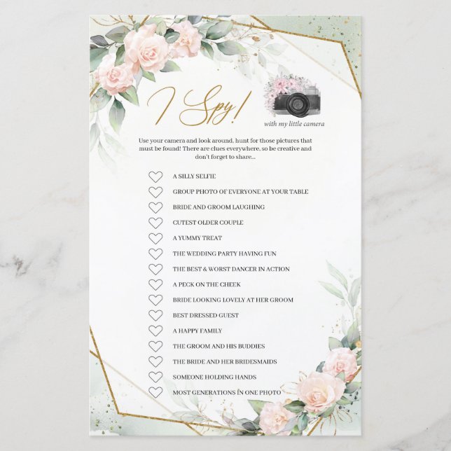  blommor I Spy-spel i Greenery och guld (Framsida)