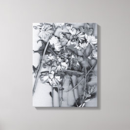 Blommor i svart och vitt canvastryck