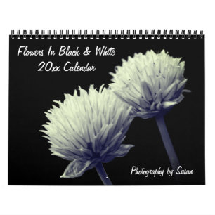 Blommor i svart och vitt kalender