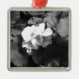 Blommor i svartvitt julgransprydnad metall