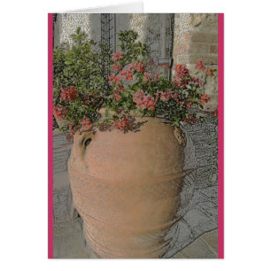 Blommor i Toscan terracotta-planteraren Hälsningskort