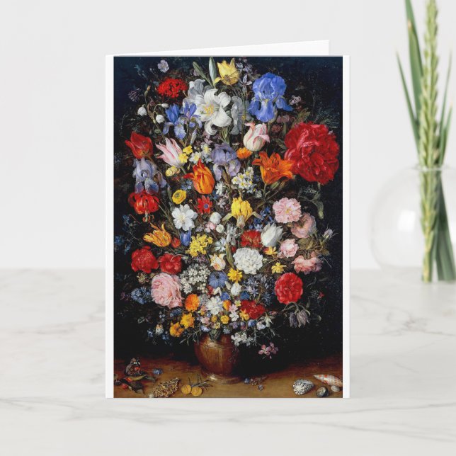 Blommor i träfartyg, Jan Brueghel den äldre Kort (Framsida)