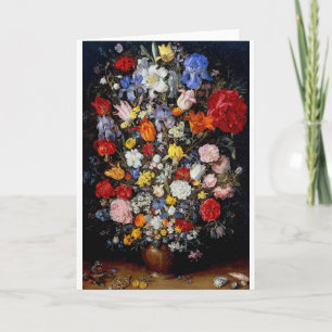 Blommor i träfartyg, Jan Brueghel den äldre Kort