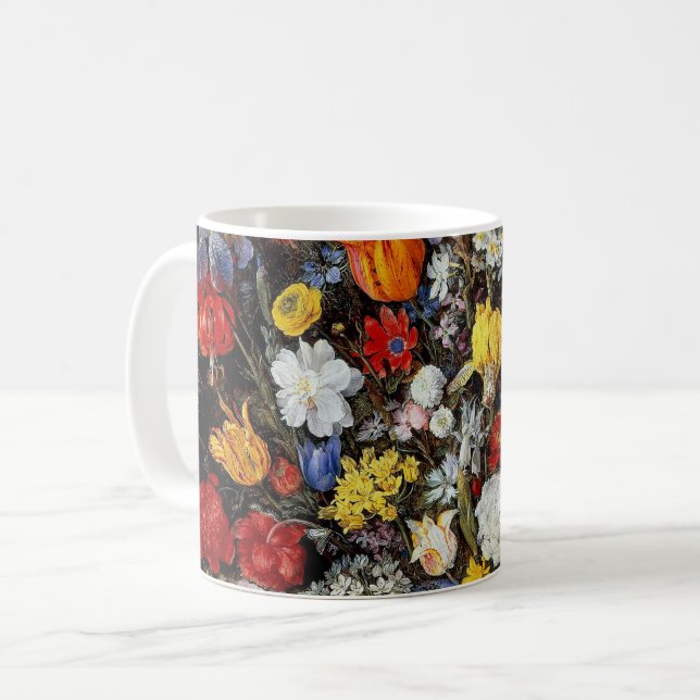 Blommor i träkärl, Jan Brueghel den äldre Kaffemugg (Framsida vänster)