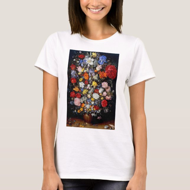 Blommor i träkärl, Jan Brueghel den äldre T Shirt (Framsida)