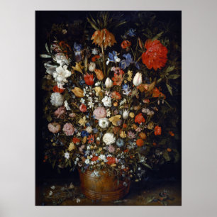 Blommor i träkärl poster