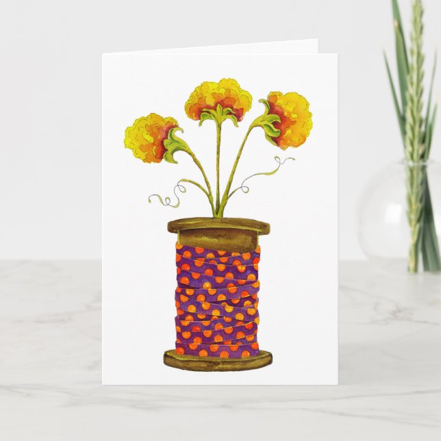 Blommor i träpool kort (Framsida)