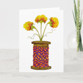 Blommor i träpool kort