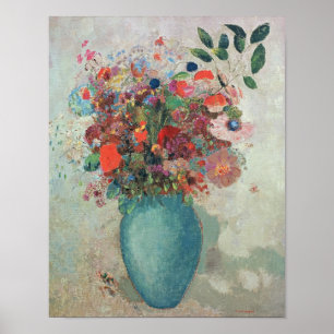 Blommor i Turcoise Vas, 1912 Poster