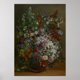 Blommor i Vas av Gustave Courbet Poster