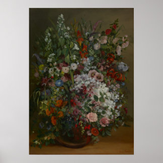 Blommor i Vas av Gustave Courbet Poster