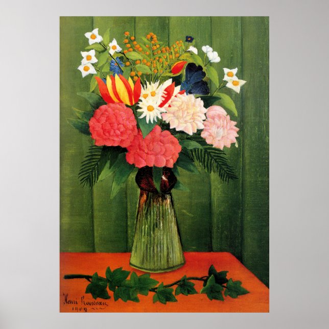 Blommor i Vas av Henry Rousseau Poster (Framsidan)