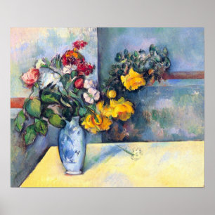 Blommor i vas av Paul Cezanne Poster