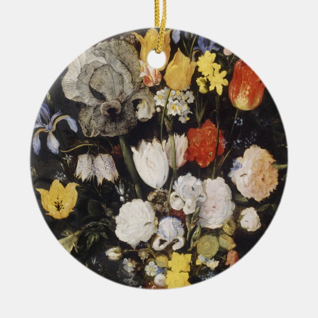 Blommor i Vas i ett jordklotet Julgransprydnad Keramik (Framsidan)