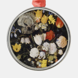 Blommor i Vas i ett jordklotet Julgransprydnad Metall